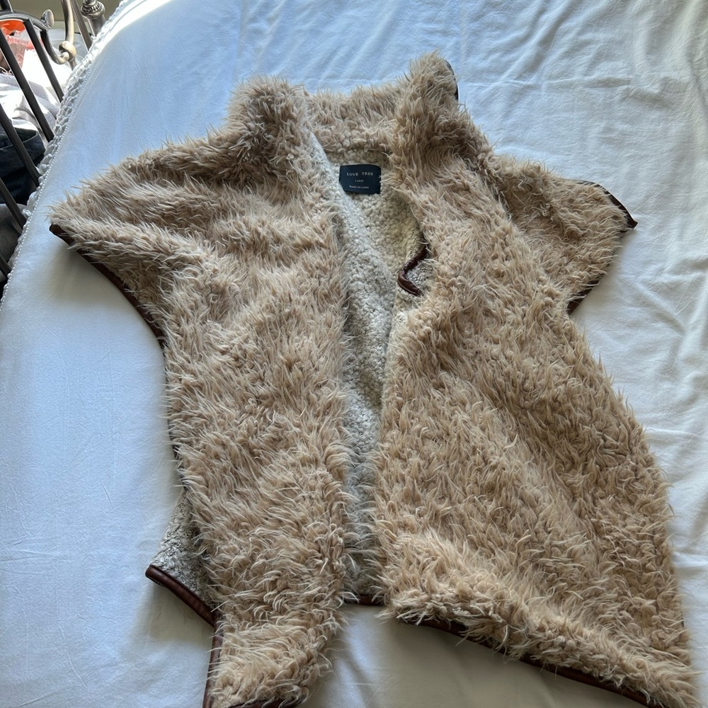 Shawl jacket faux fur